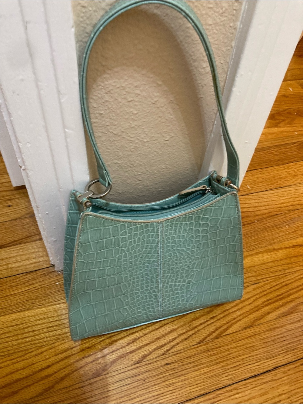 Croc-Embossed Mint Green Shoulder Bag for Women Liz Claiborne